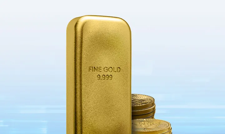 Goldbarren und Goldmünzen