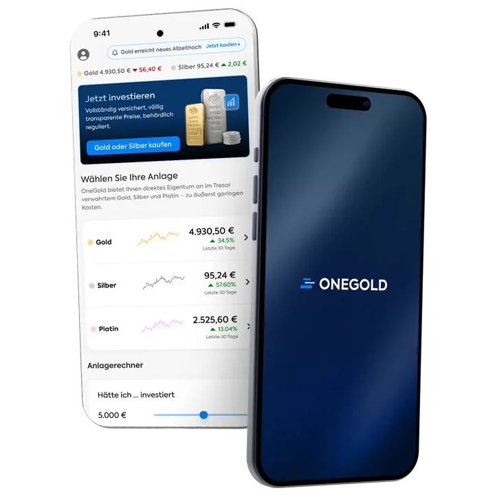 OneGold-App mit dem Anlagesimulator und Portfolio-Salden