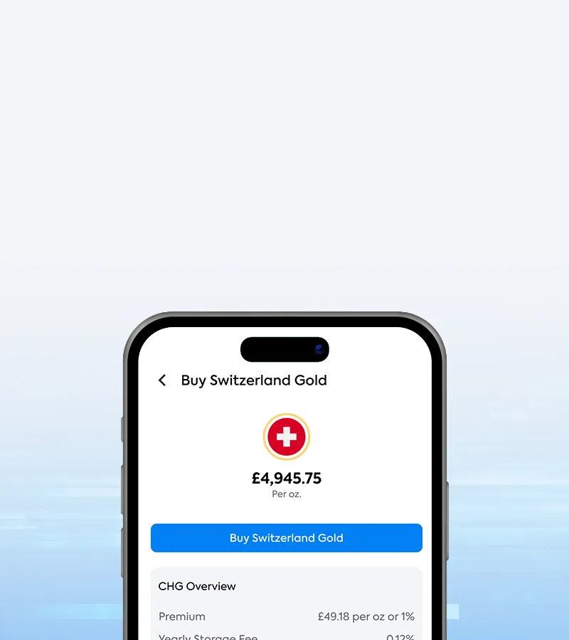 OneGold-App-Bildschirm mit einem Goldkauf in der Schweiz