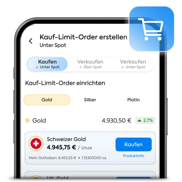 Erstellen eines Kauf- oder Verkaufs-Limitorders in der OneGold-App