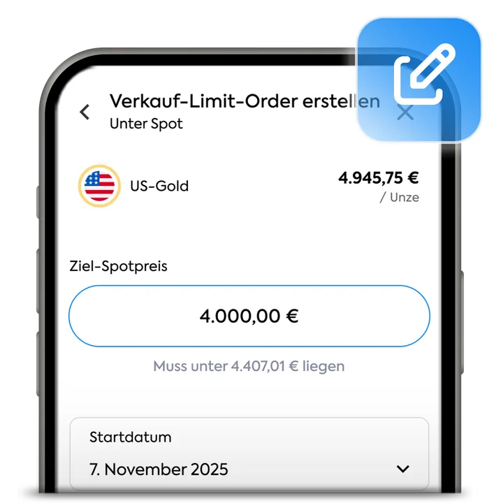 Verwalten von Limitorders in der OneGold-App
