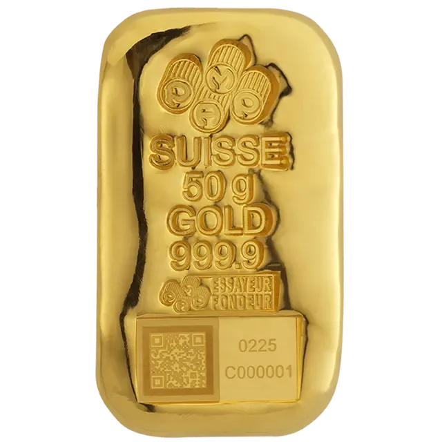 Medaillon eines PAMP-Suisse-Goldbarrens